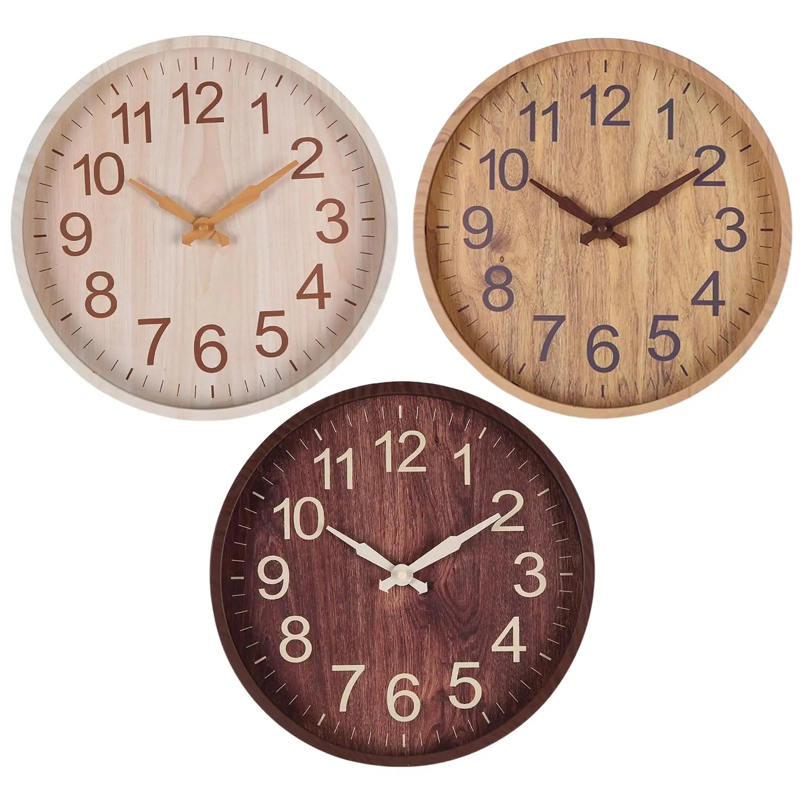 12inch wooden wall clock silent modern round hanging clocks elegant bedroom hallway home office decoration