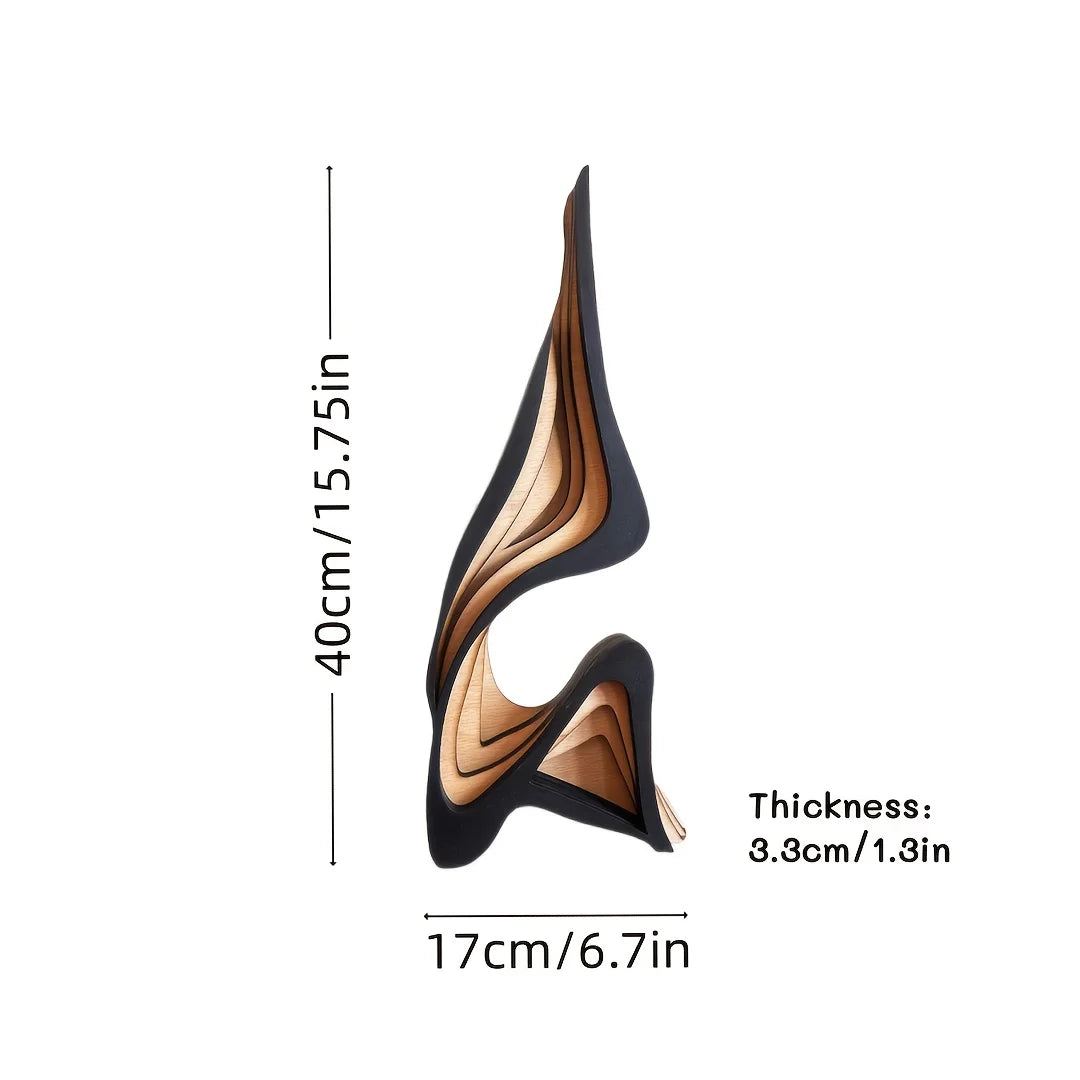 Artistic abstract wooden streamlined statue minimalist bookshelf home room decoration desktop ornaments gifts - 40cm