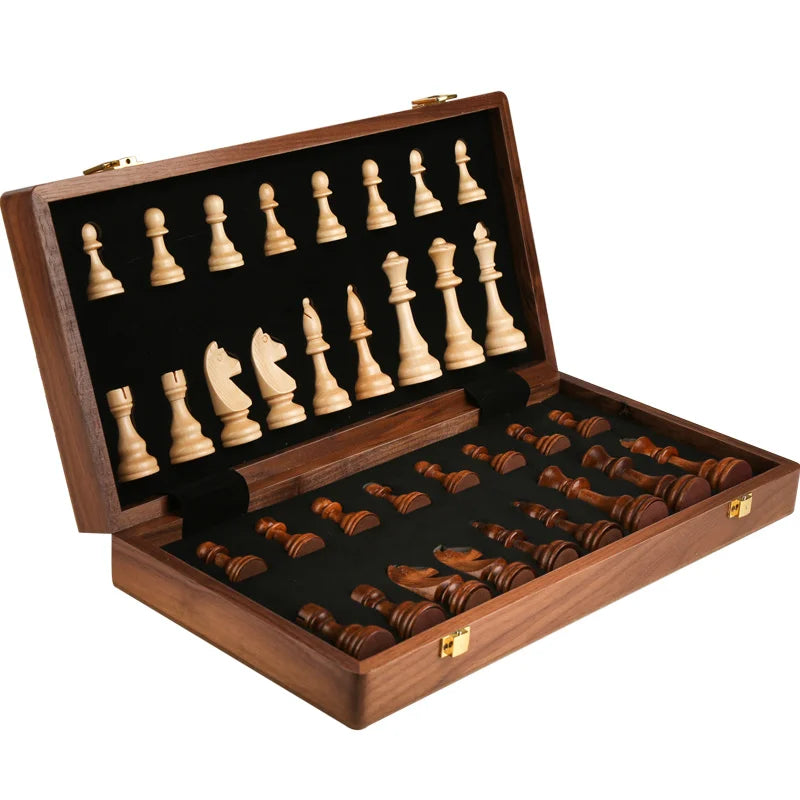 Chess set top grade wooden folding big traditional classic handwork solid wood pieces walnut chessboard children gift