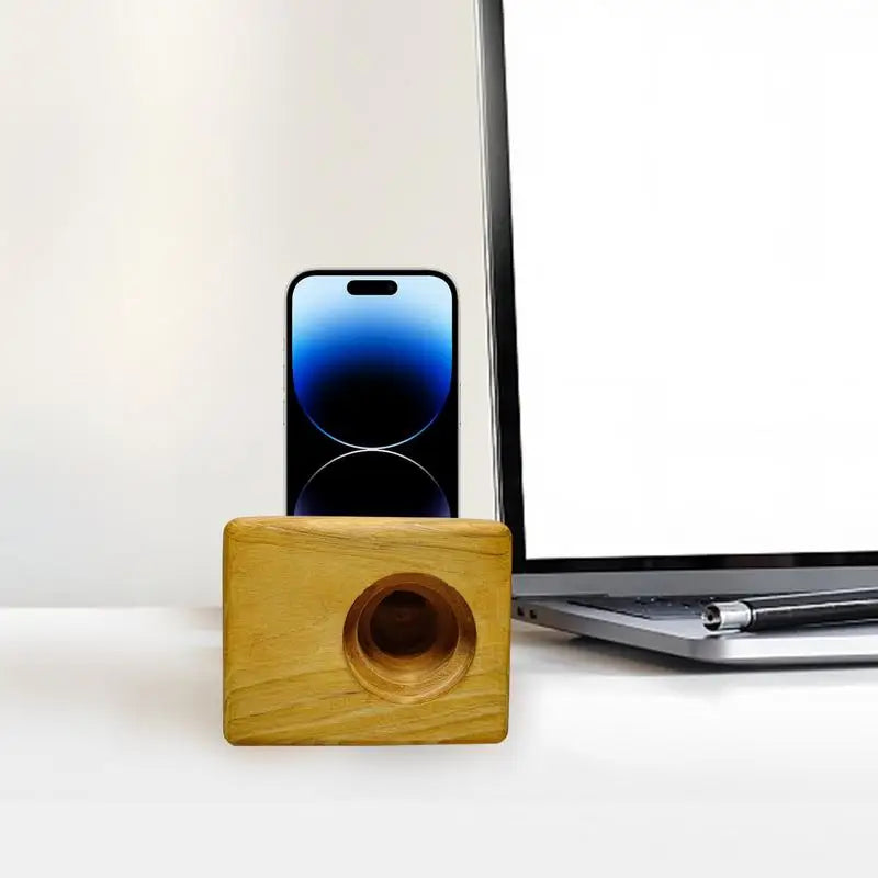 Cell phone sound amplifier holder stand desk decor wooden crafts