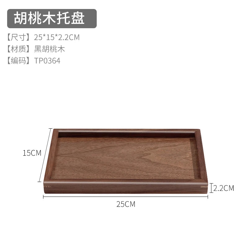 Japanese walnut tea ceremony wooden tray solid wood dry brewing home decoration high-end dessert dinner plate - g 25