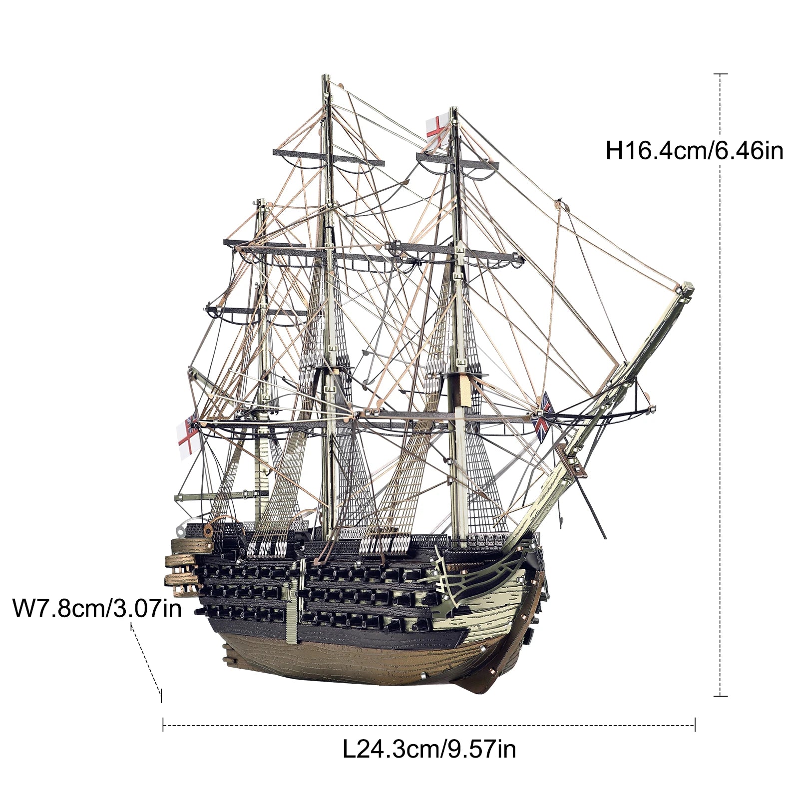 Piececool 3d metal puzzles hms victory ship model jigsaw set assembly kits for adult brain teaser diy boat collection