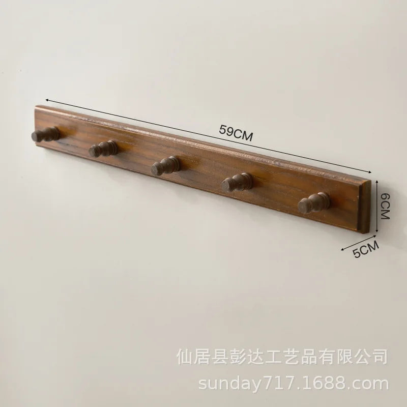 Entrance wall hangers key holder solid wood storage rack door hooks hanger plants pot shelf home decor - b 59x6x5cm