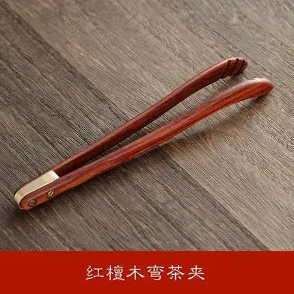 Solid wood pure copper tea clip kung fu set ceremony utensils household cup metal tweezers wash pincers - clips e