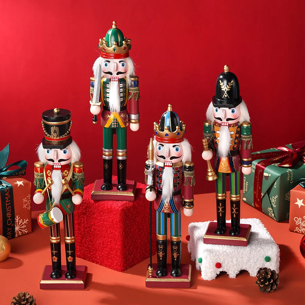 4pcs 30cm wooden nutcracker collection soldier set handmade painted christmas decor holiday gift home office festival