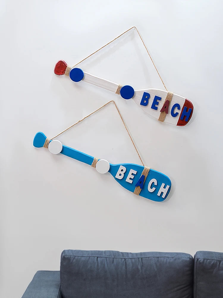 Mediterranean sle decorative boat paddle wall hanging bar vintage wood oar piece window display decor kitchen elf