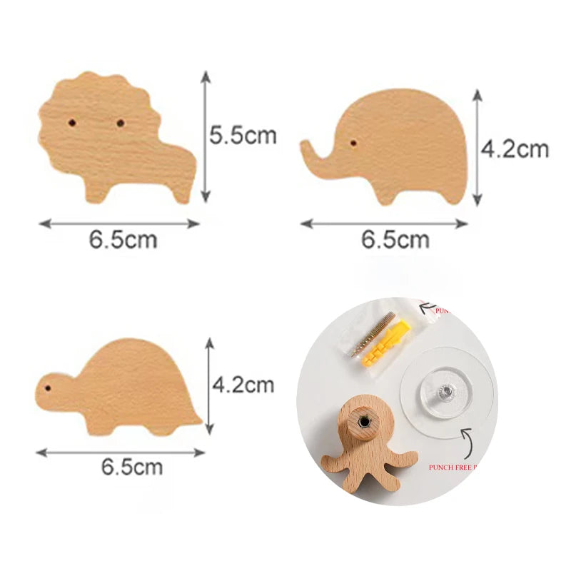 3pcs wood hooks organization wall holder clothes hanger keychain door hook bathroom kitchen accessories deco for home