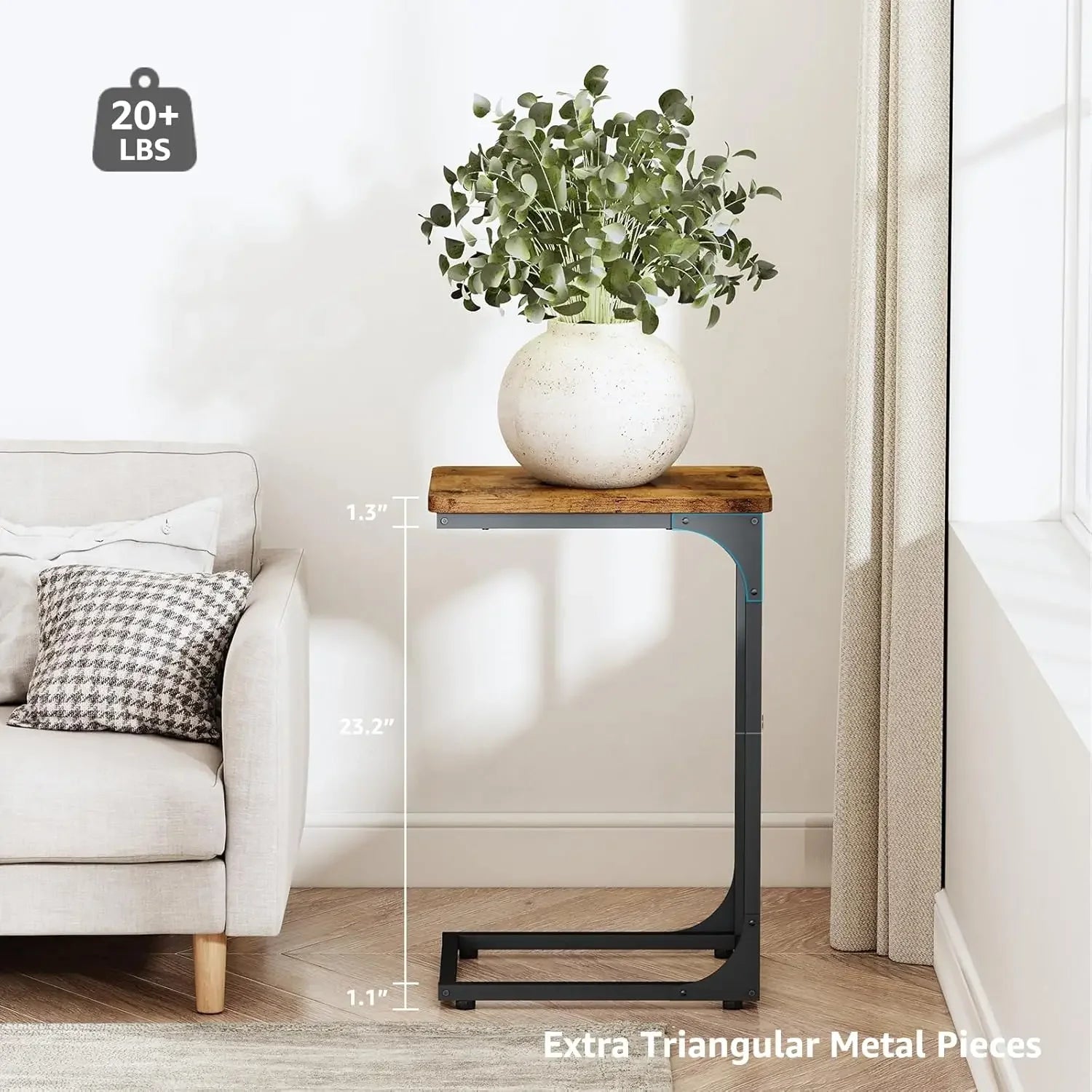 C table side set of 2 living room sets shaped couch tray end tables farmhouse rustic brown (017-30bn) - united states