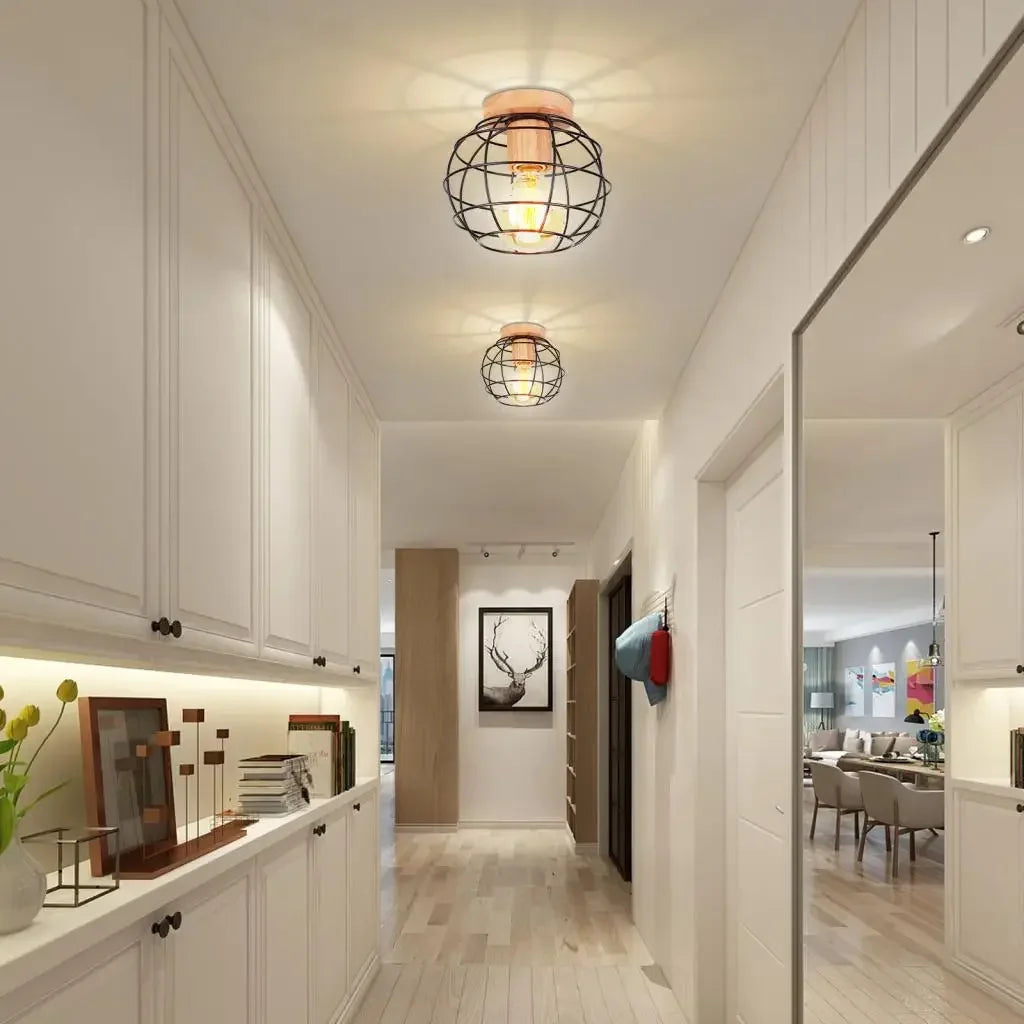 Led lights for room lamps living wood art light modern simple retro ceiling entrance lighting