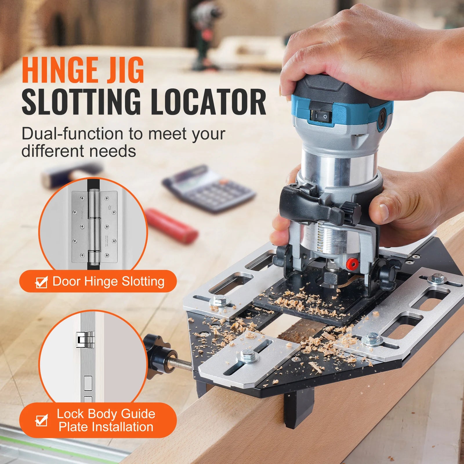 Succebuy door hinge jig aluminum alloy woodworking hole opener slotting locator wooden guide template - 2.36 inch