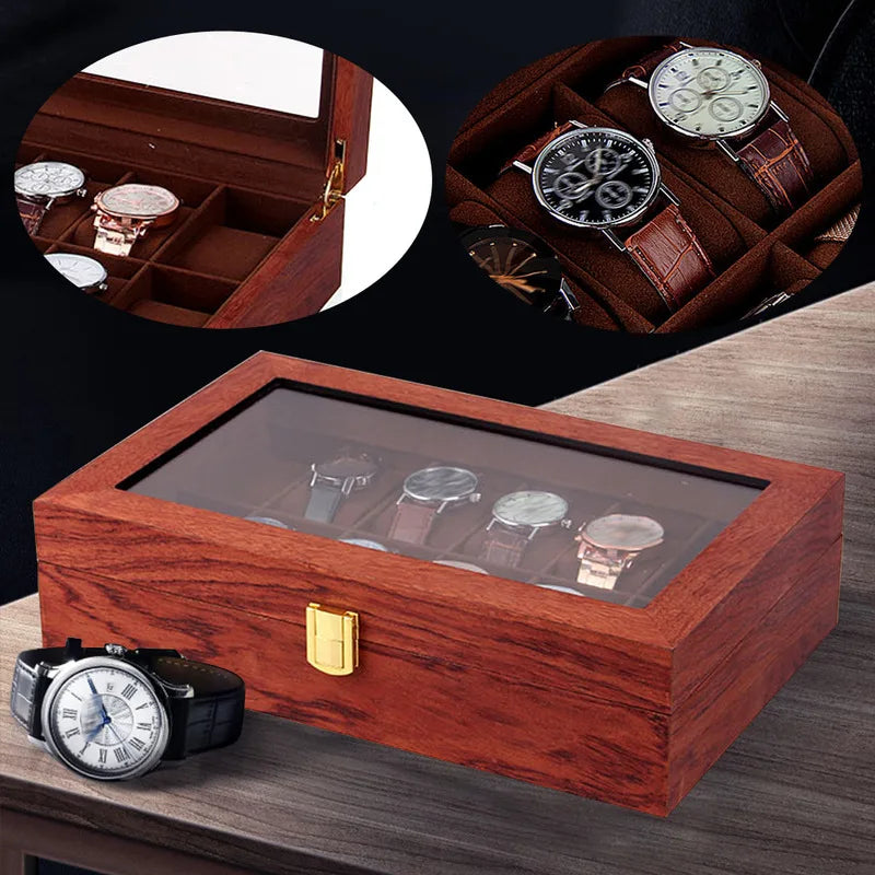Nordic minimalism 12 slots men jewelry storage vintage wooden watch box display organizer caja almacenamiento - box