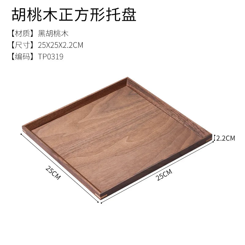 Scandinavian black walnut wood tray rectangular household tea fruit plate high value dinner - tp0319
