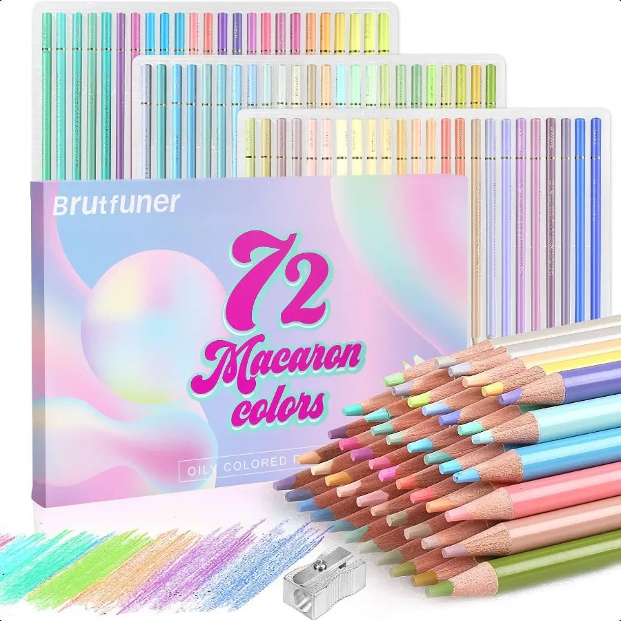 72 aron pastel colored pencils set soft core colors for adults coloring books beginners blending shading sketching