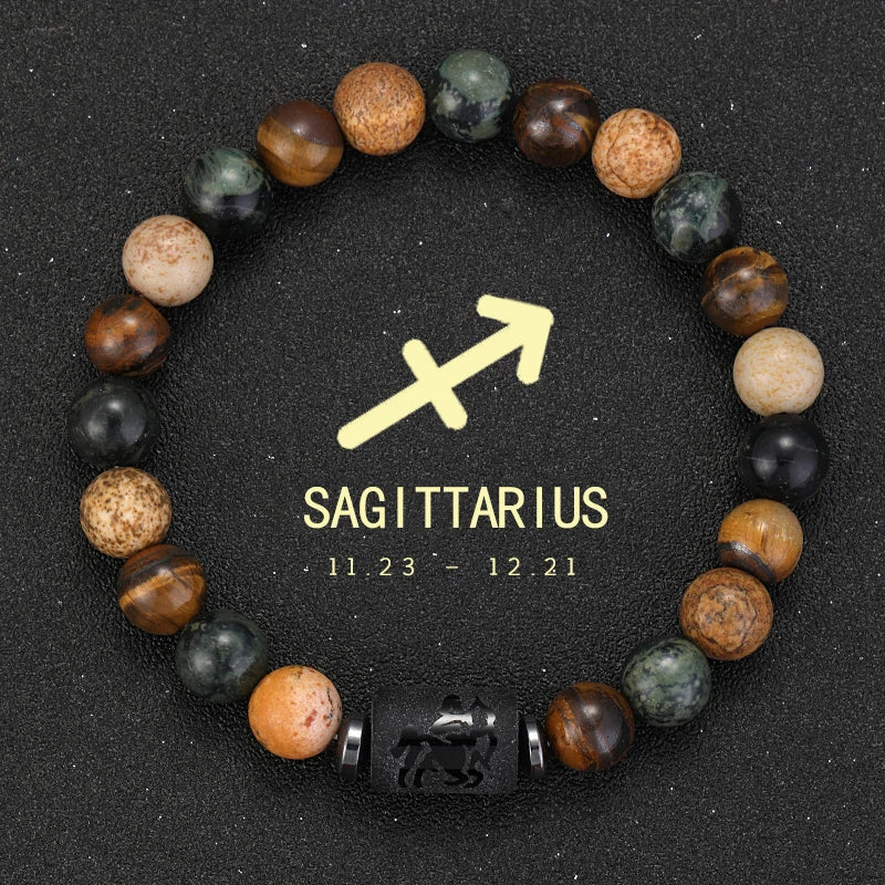 12 zodiac bracelets natural stone cancer virgo leo libra bracelet couples friendship gifts jewelry pulsera hombre