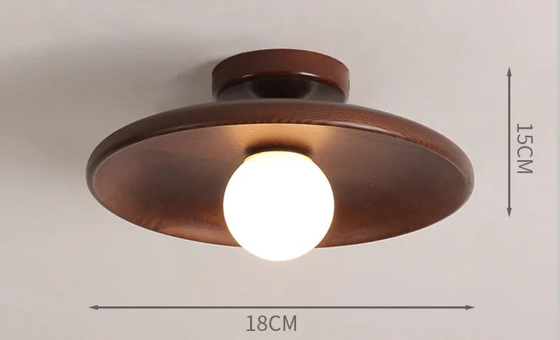 Modern wooden ceiling light log color walnut wood lamps for aisle corridor passway stairs surface lighting g9 - d18cm
