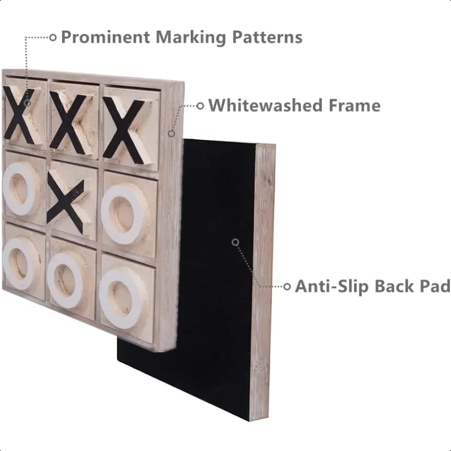 Jevergn 12.6 large wooden tic tac toe game rustic coffee table wood farmhouse board decor family games fo - united