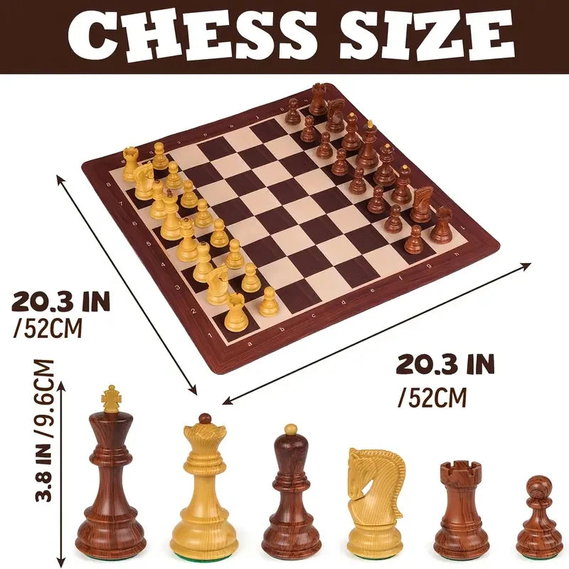 Luxurious large-sized chess set 52cm foldable wood-like silicone chessboard king 9.6cm tall weighted pieces - 1 - chess