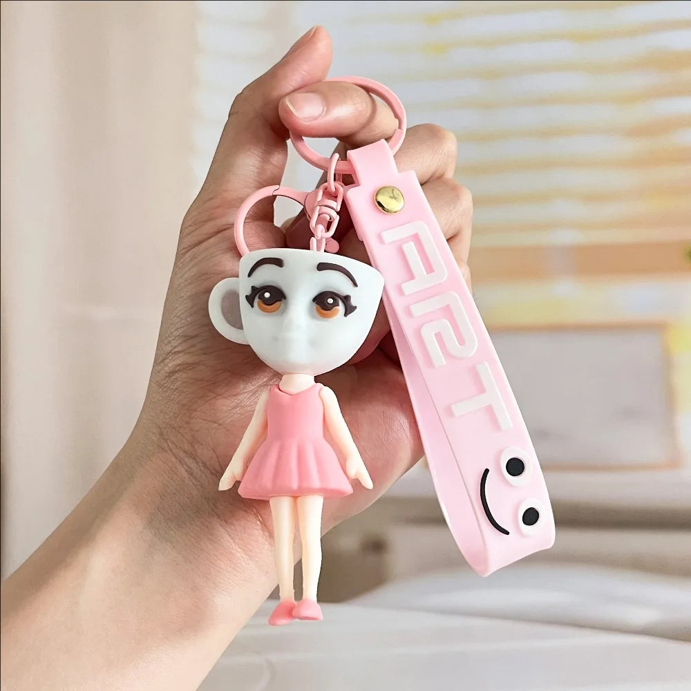 Wooden stick human pendant shanhaijing keychain funny abstract - 1pcs 2 - key chain