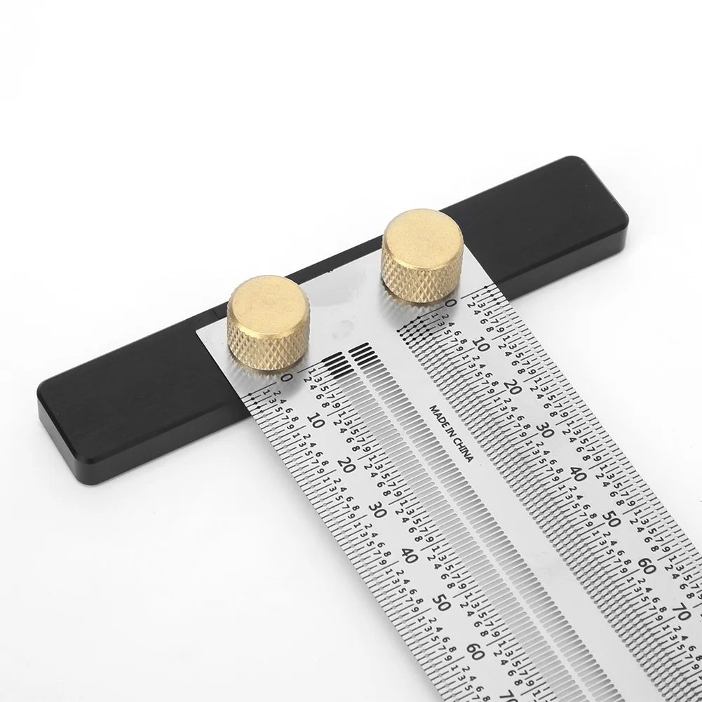 Stainless steel t type hole ruler scribing gauge woodworking marking tool with automatic pencil - 1011190231411