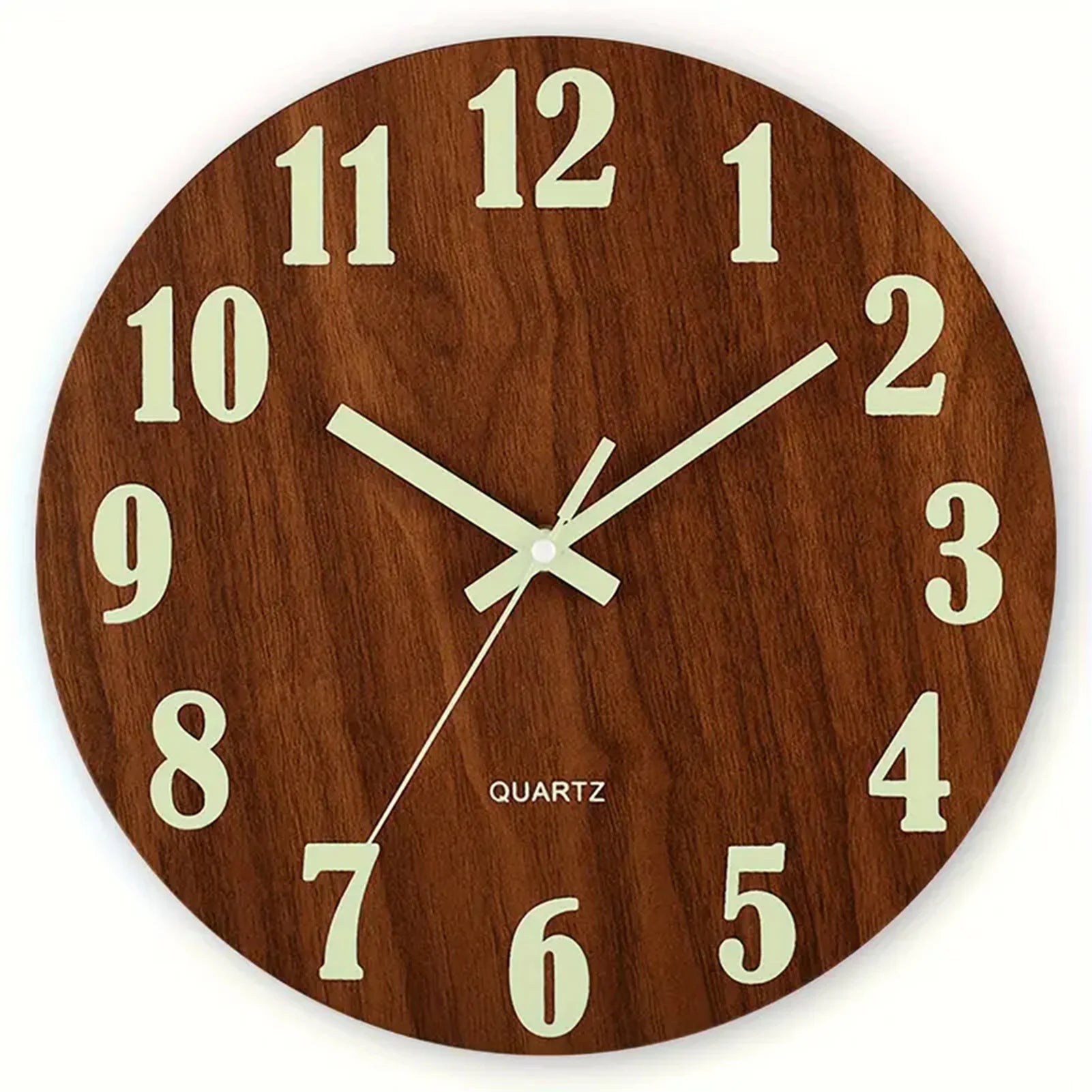 12 inch wooden simple luminous wall clock silent non ticking analog decoration for living room bedroom office decor - b