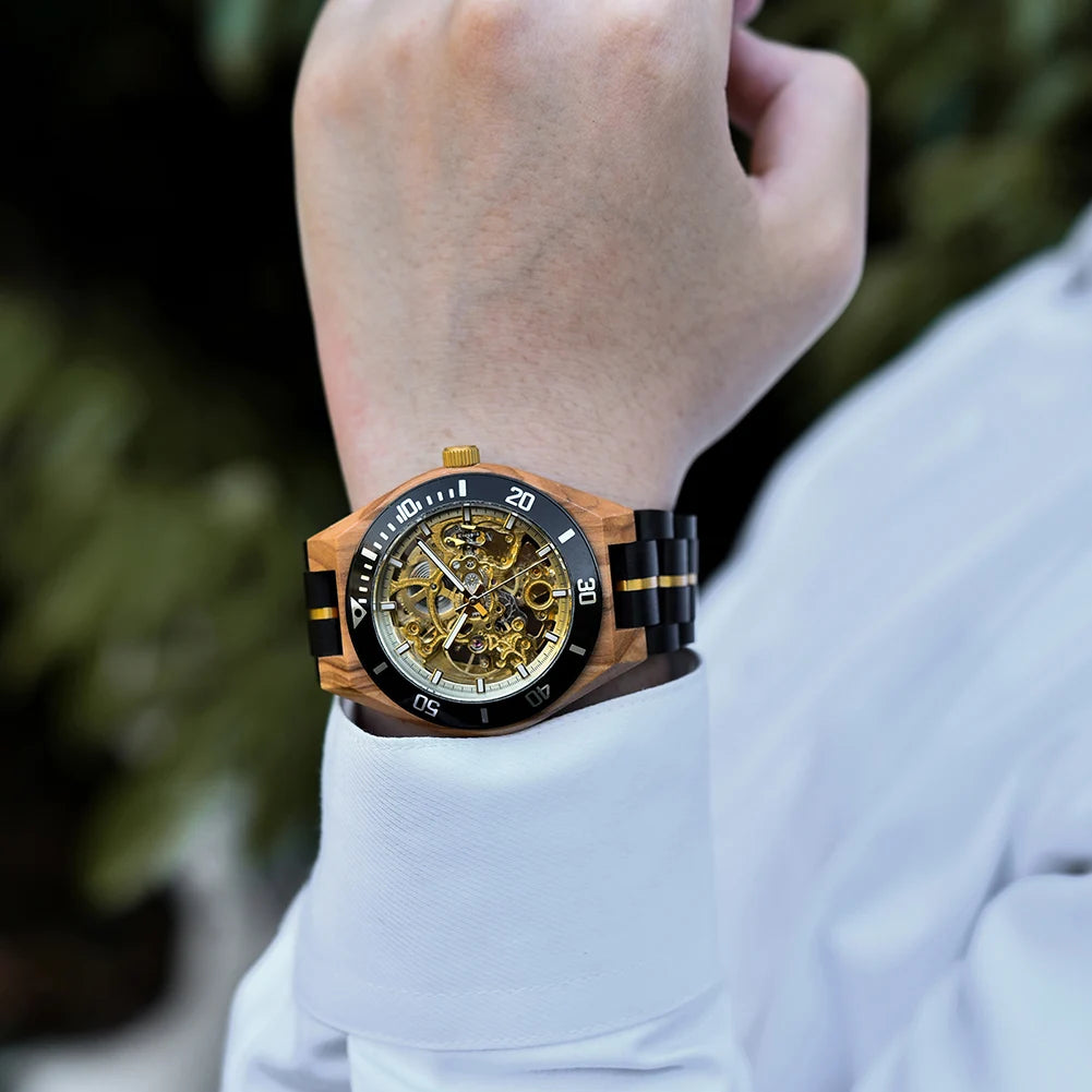 Mechanical watch men wooden watches bobo bird luxury fashion automatic wristwatch luminous timepiece clock custom gift