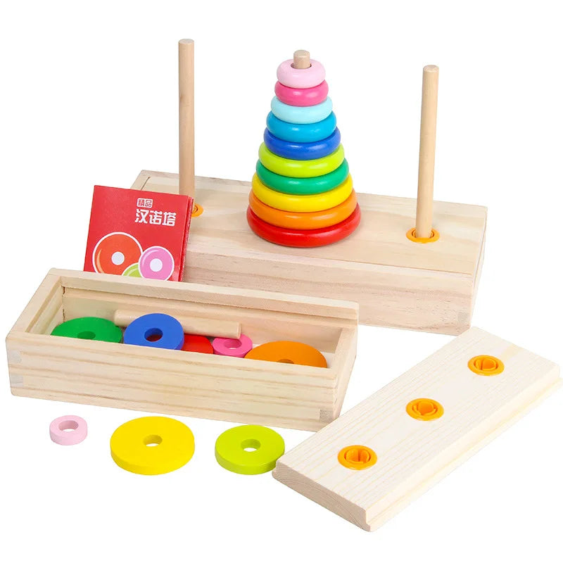 Classic wooden puzzle stack tower of hanoi kid mathematical early educational toys parent-child interaction toy