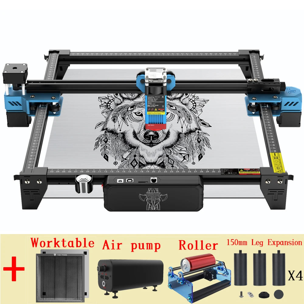 Twotrees 40w/80w woodworking cnc laser engraver tts pro wifi app control metal glass ceramic engraving wood mdf acrylic