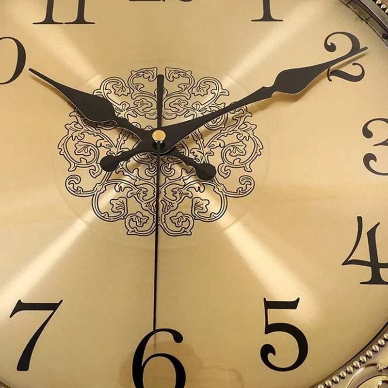 Solid wood frame wall clock living room modern luxury design vintage clocks nordic aesthetic watch home decoration