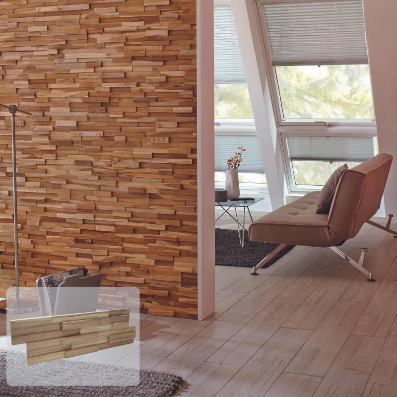 3d wall panels – reclaimed modern asian teak wood home decor wallpaper alternative for living room bedroom & offi