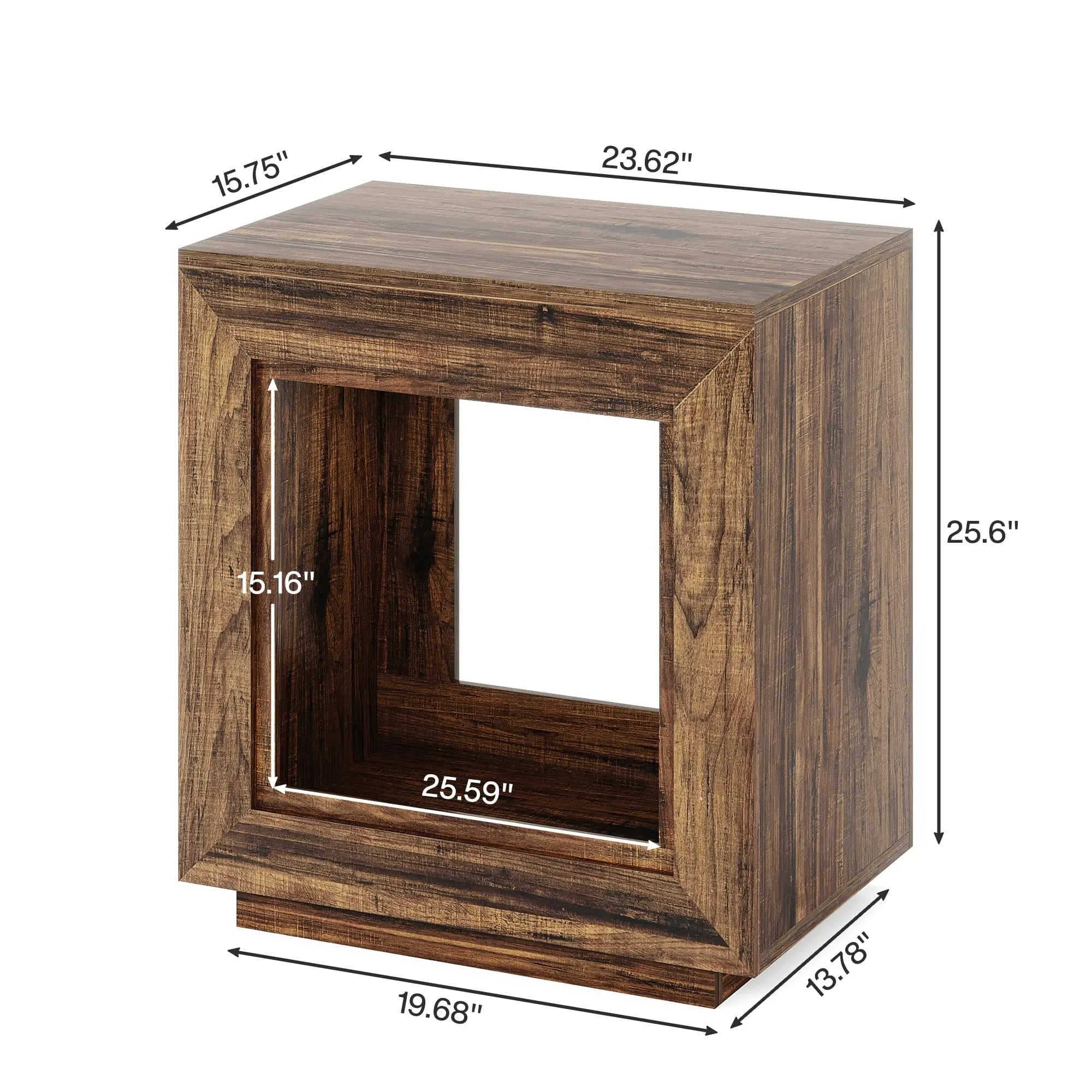 Tribesigns rustic wood end table 2 tiered square side with storage shelf industrial sofa for living room ent