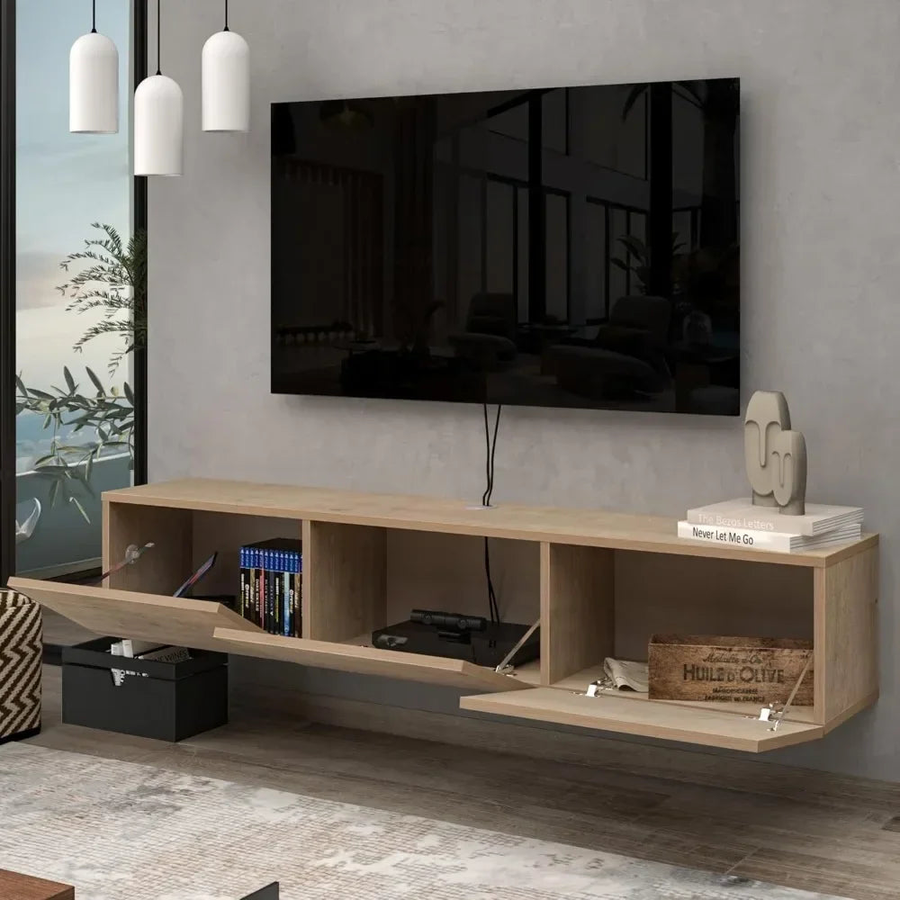 Floating tv stand up to 75 inch wall mounted entertainment center