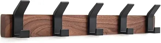 Coat rack wall mount - 16.9 inches with 5 hooks walnut wood mounted rustproof hanger b - united states / walnut