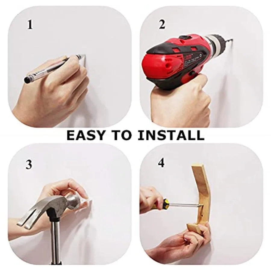 Wood hooks wall mounted coat vintage single organizer heavy duty for towel hat hanging 4 pack oak - united states