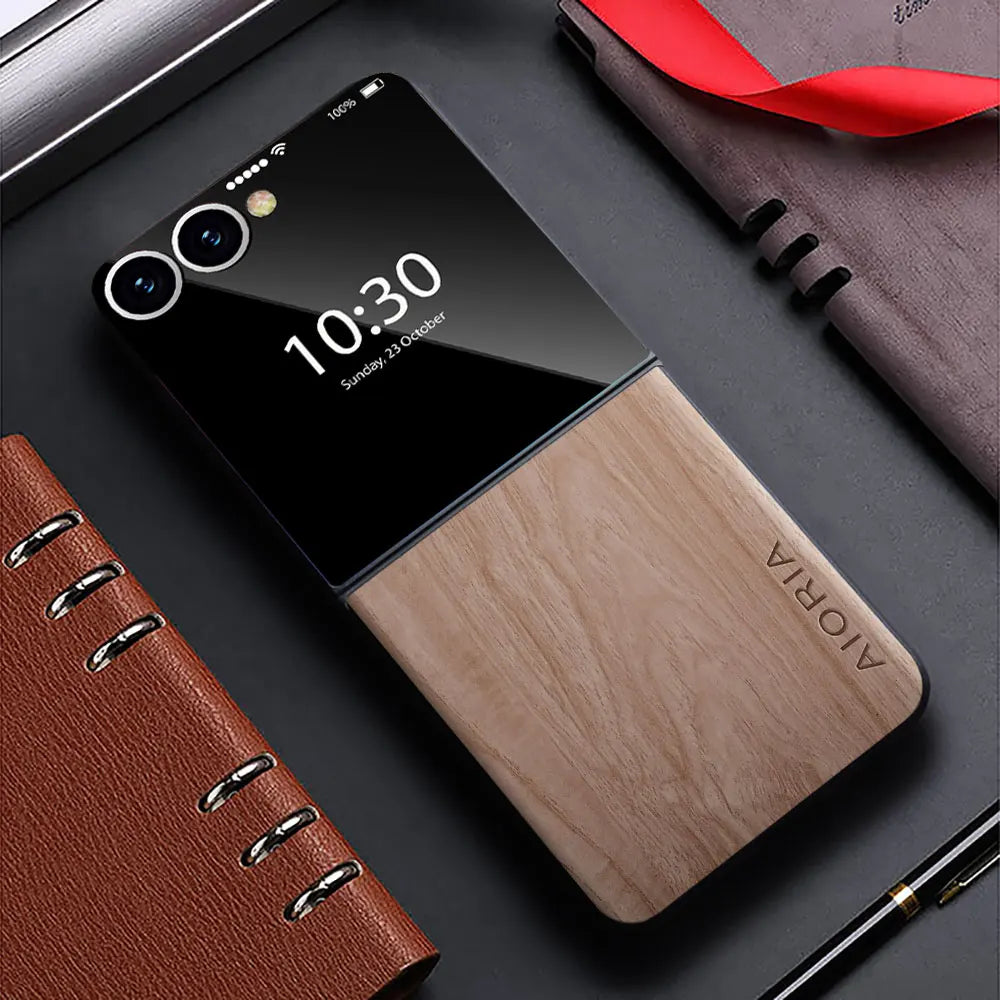 Case for samsung galaxy z flip 7 6 5 4 3 5g funda bamboo wood pattern leather cover galaxy z flip7 flip6 flip3 flip5
