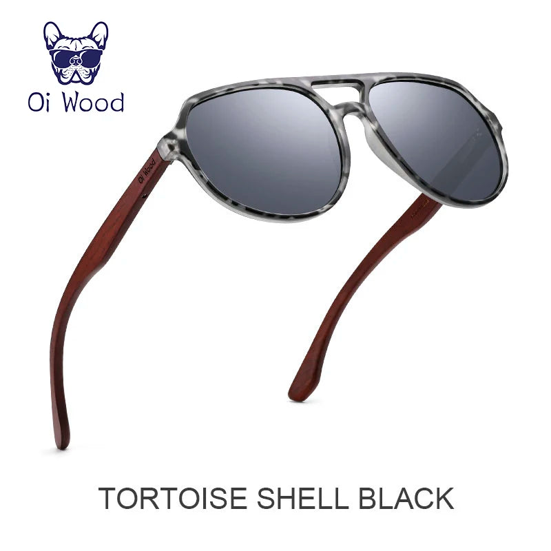 Oi wood brand natural wooden sunglasses for men women polarized oculos de sol - gray