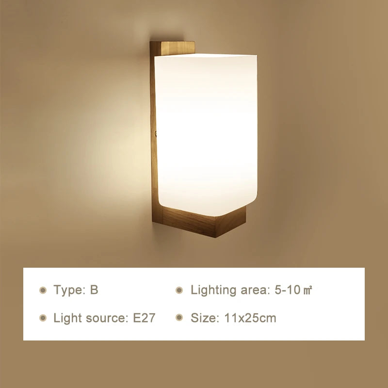 Modern led wall lamps wooden lights bedroom bedside stairs corridor interior mounted lighting sconce home decor light