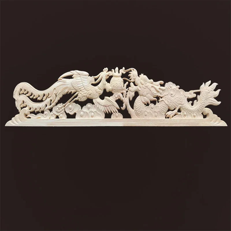 Chinese dragon wood carving onlays and appliques home decorations accessories antique moulding decals for furniture