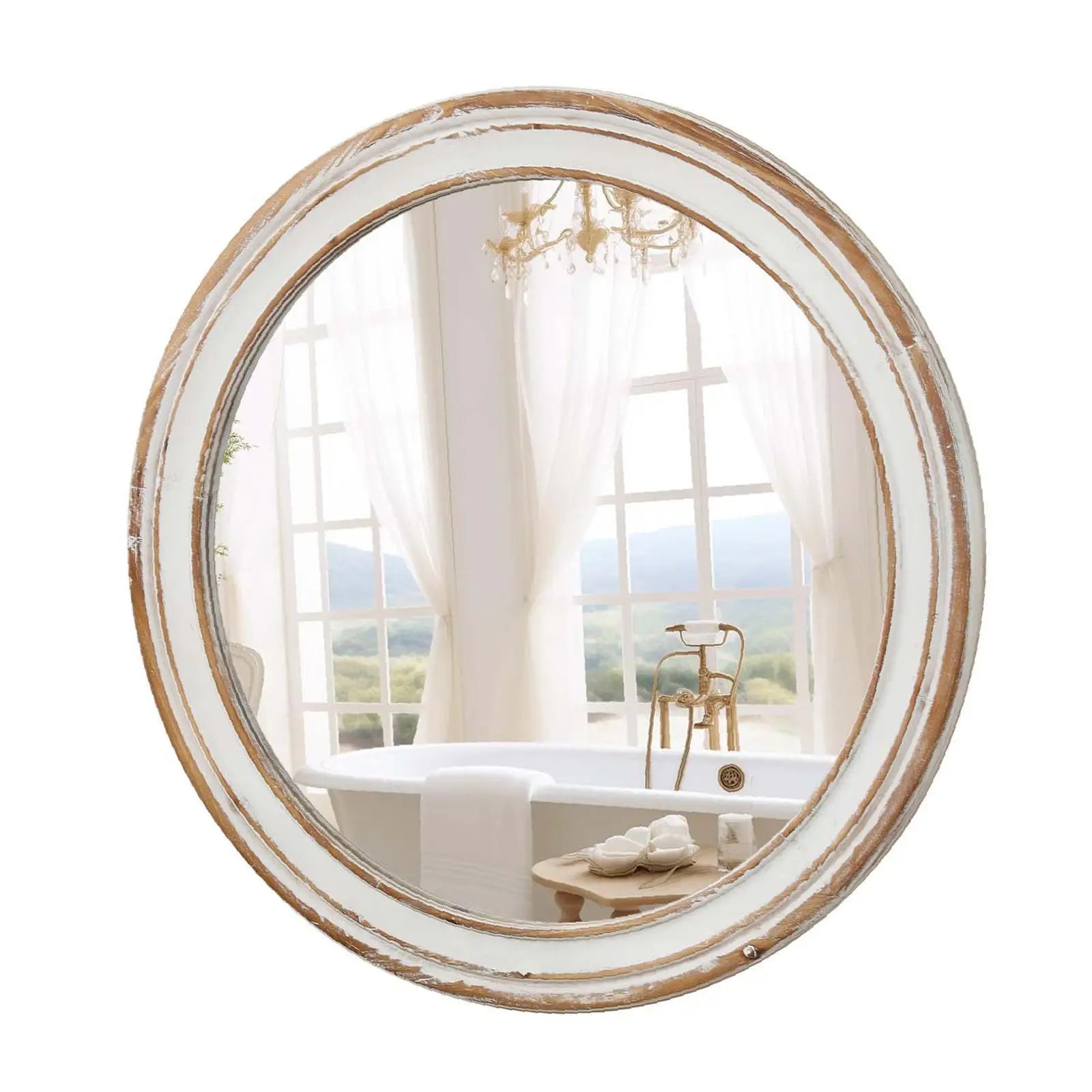 Premium 23.62’’ mirror with whitewash edge for entryway bedroom or kitchen - united states