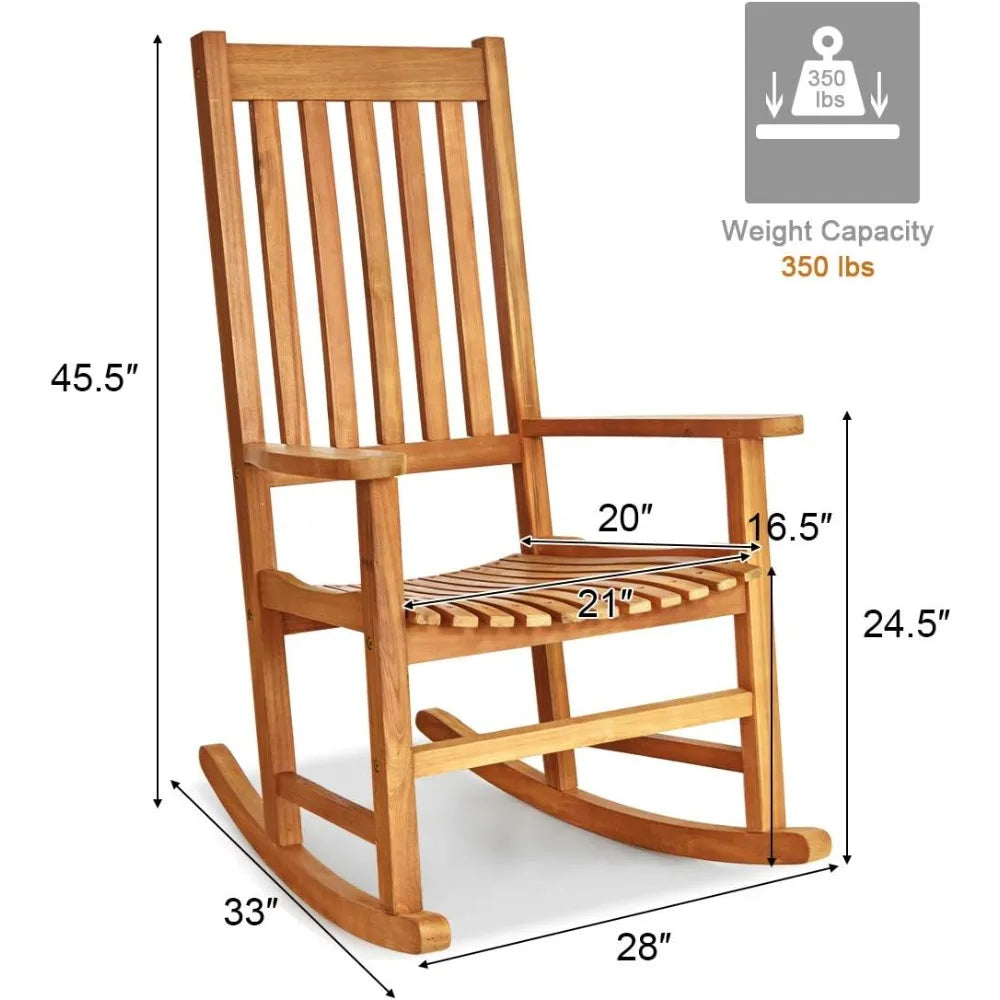Acacia wood outdoor rocking chair: moccha design for porch garden lawn balcony and patio (natural finish) - united
