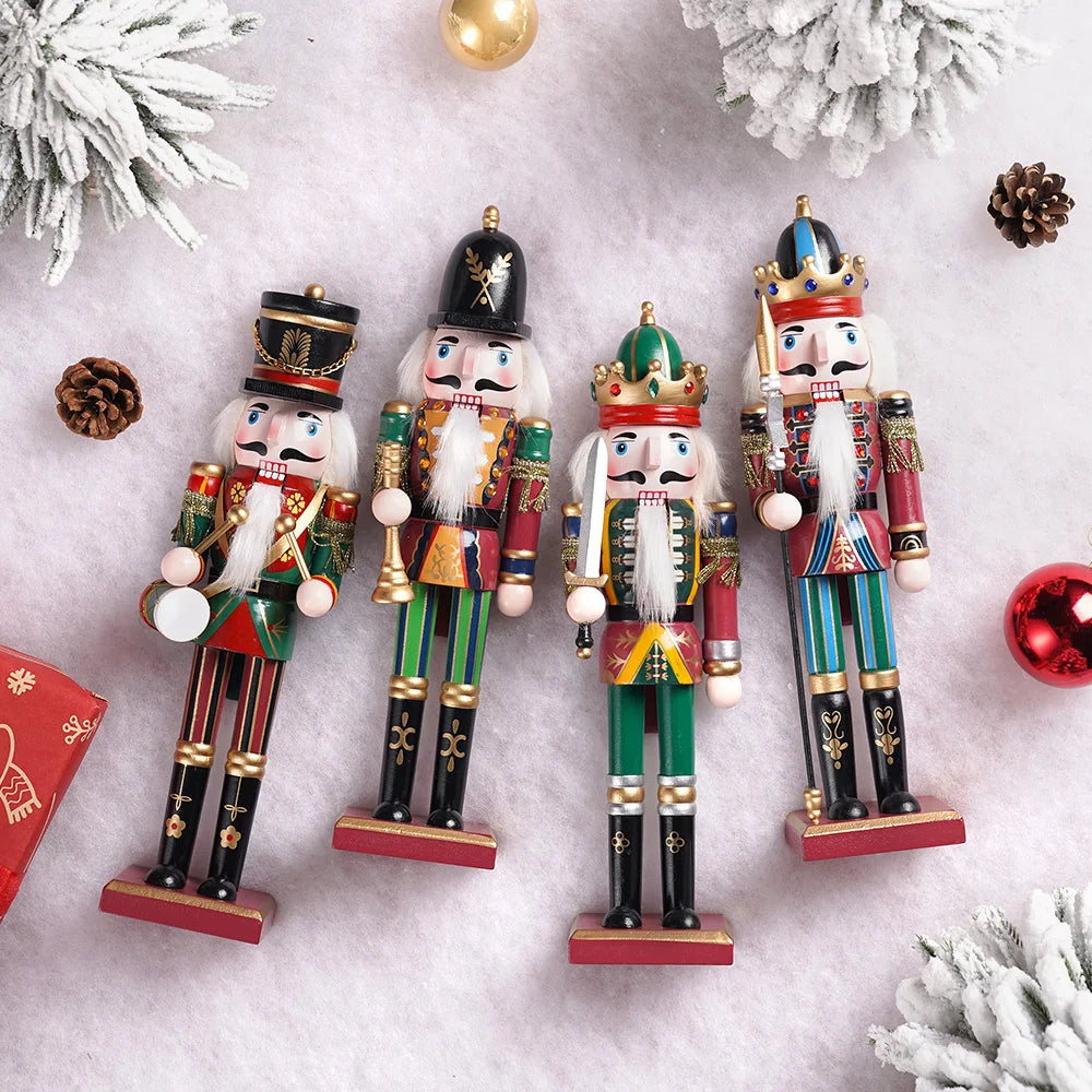 4pcs 30cm wooden nutcracker collection soldier set handmade painted christmas decor holiday gift home office festival