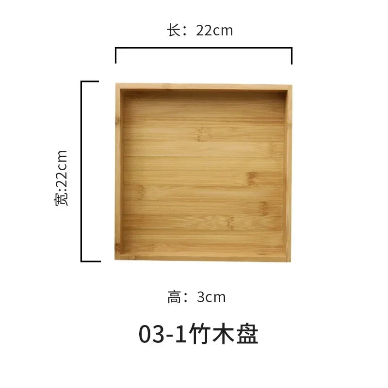 Japanese style bamboo wood tray square wood plate dinner plate bamboo tea restaurant hotel wooden fruit teapot - 03