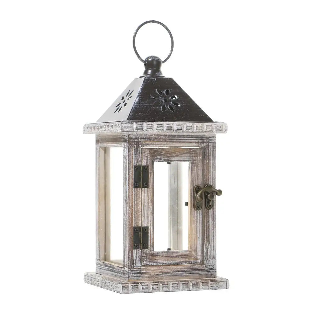 Vintage american wooden candle holder european style wind lamp home decorations christmas ornaments coffee color wood