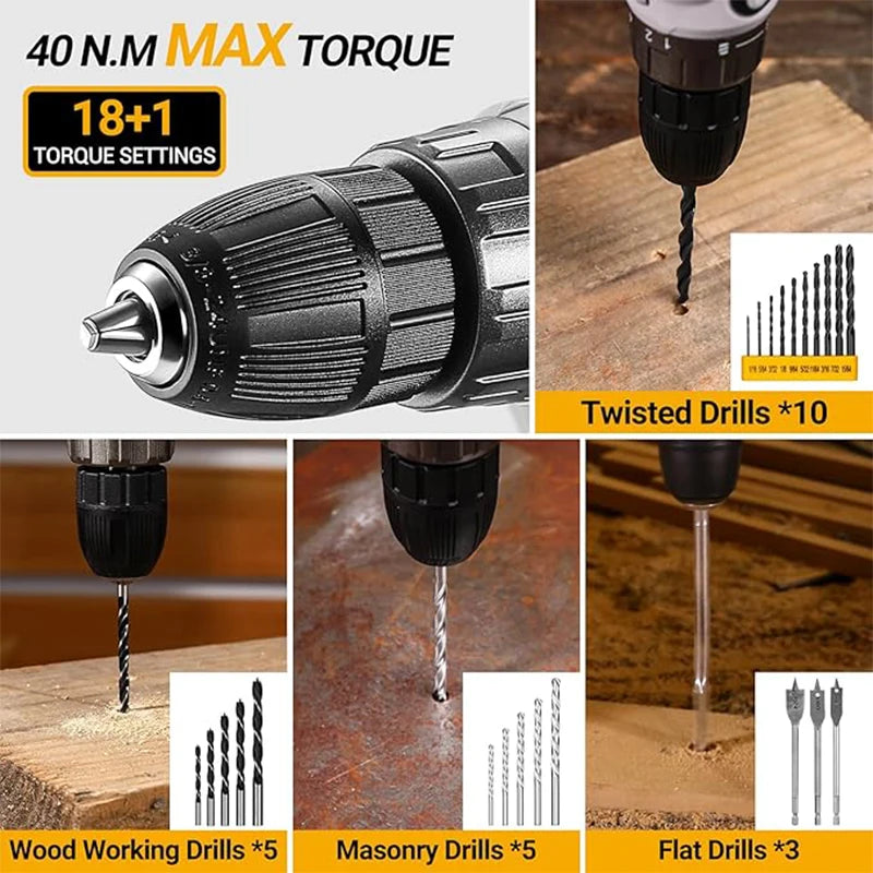 Deko 20v cordless drill kit with battery men’s manual repair basic toolbox suitable for household tools