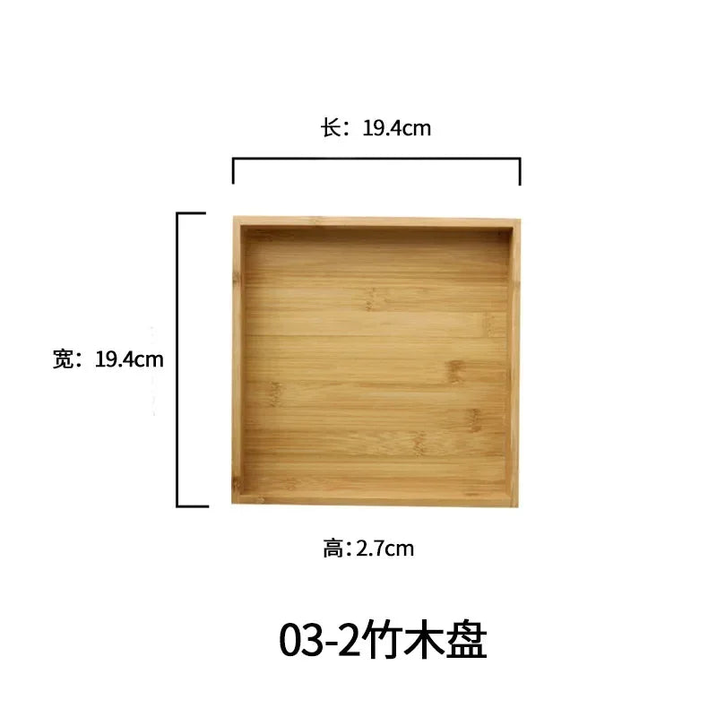 Japanese style bamboo wood tray square wood plate dinner plate bamboo tea restaurant hotel wooden fruit teapot - 03
