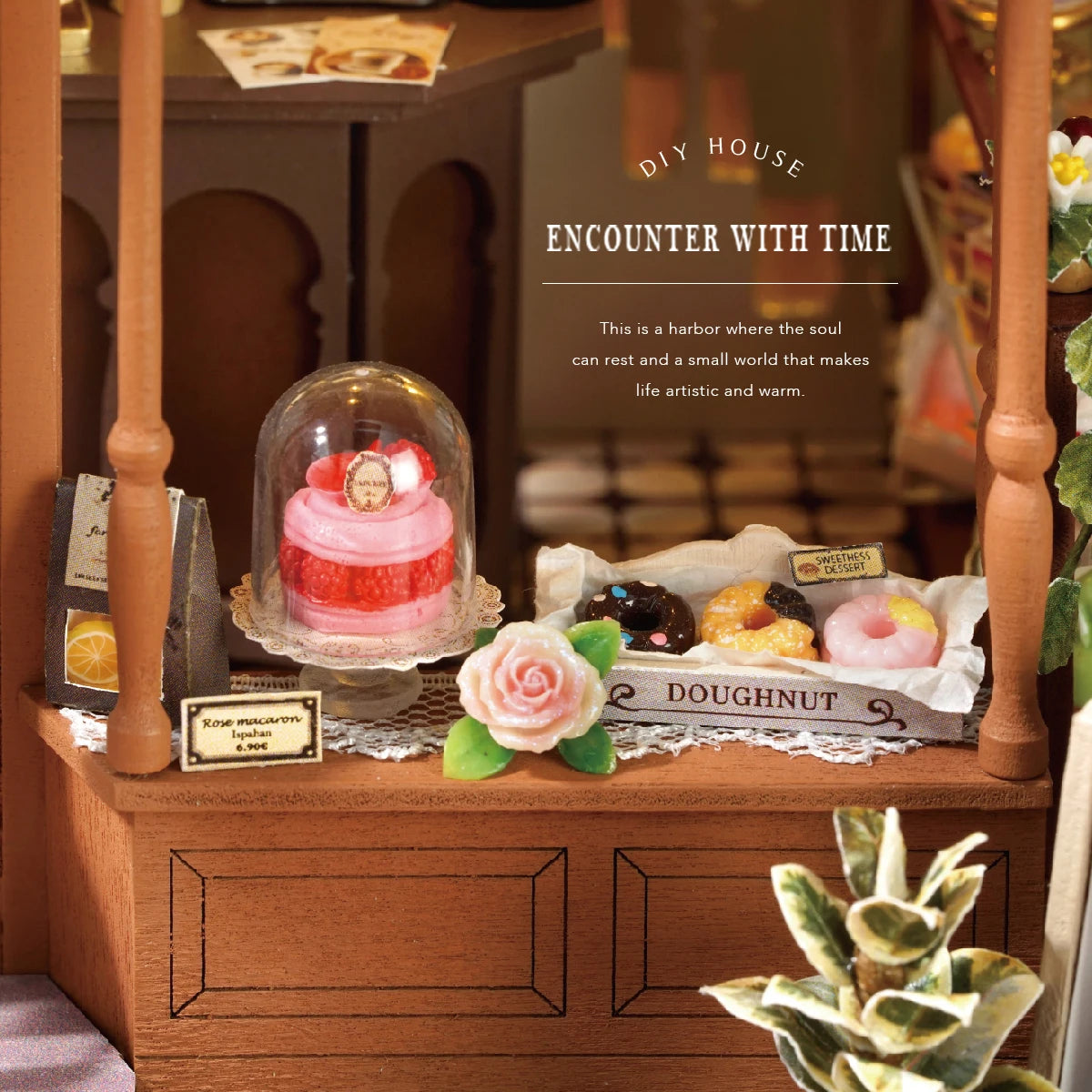 Snaptogs diy miniature duplex café wooden building blocks kit house roombox book nook tiny doll gift decor music box