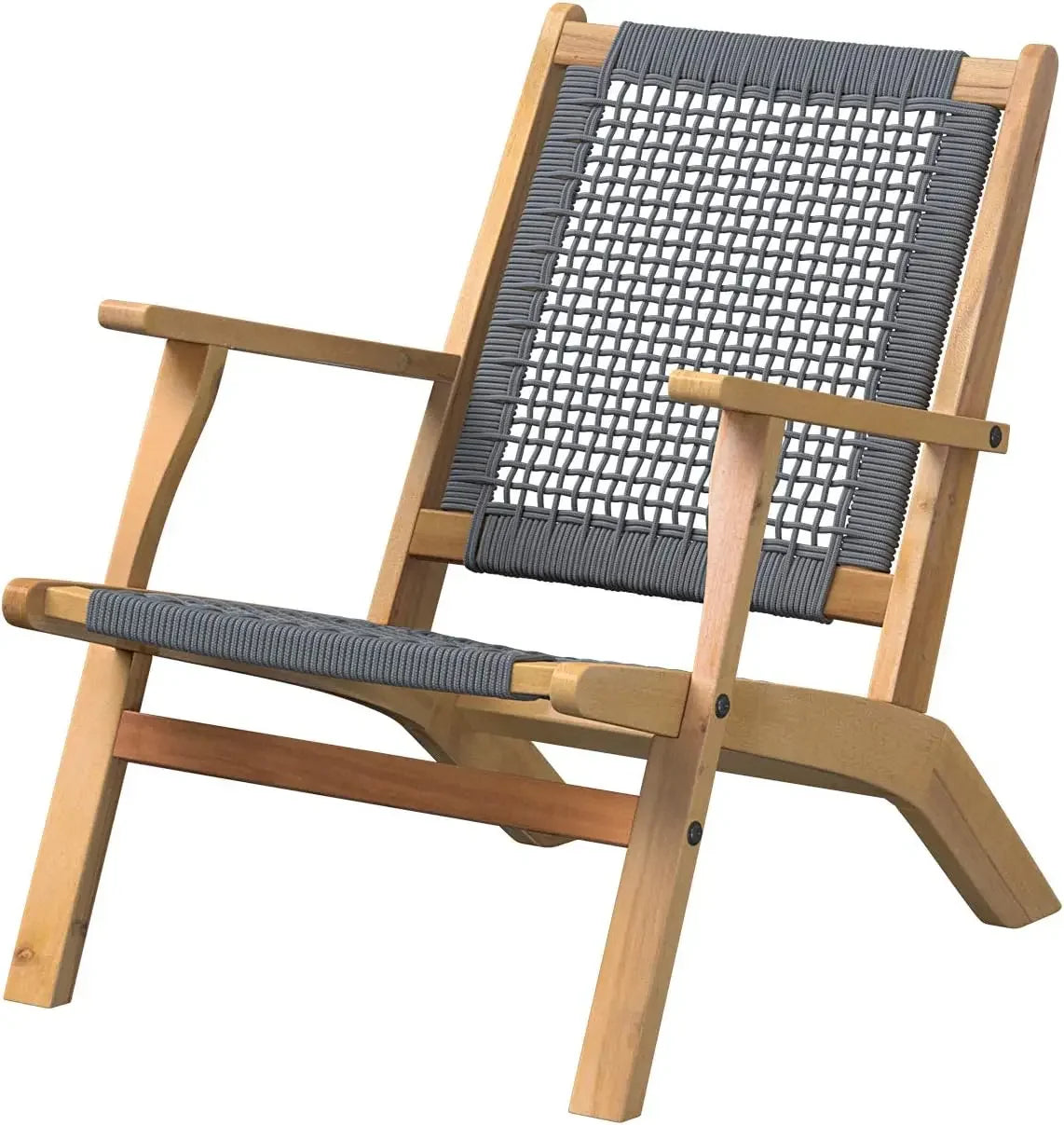 Vega natural stain outdoor chair acacia wood construction woven web seat mid-century design comfortable reclining