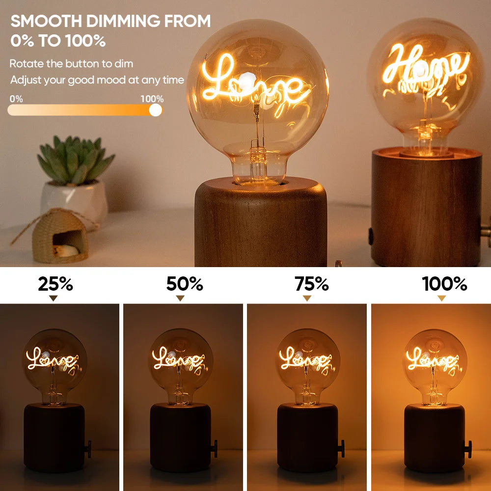 Vintage table lamp e27 retro amber wooden base desk lamps for bedroom living room home art display cafe bar studio