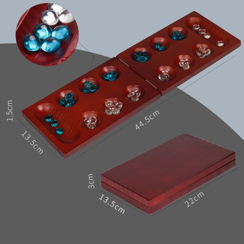 Chestnut pine foldable mancala board game - fun classic table with wooden for adults & kids