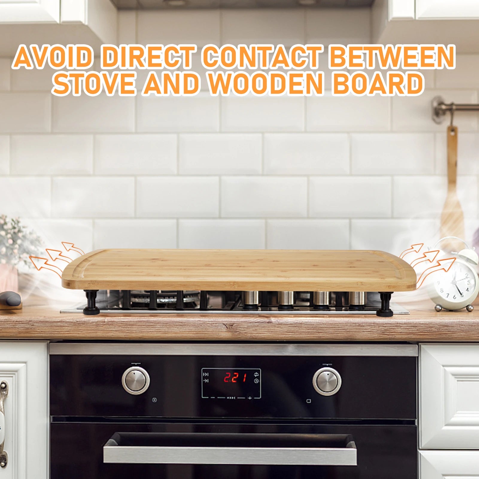 30’’x20’’ noodle board stove cover with removable legs countertop bamboo cutting wood top covers for gas - a / united