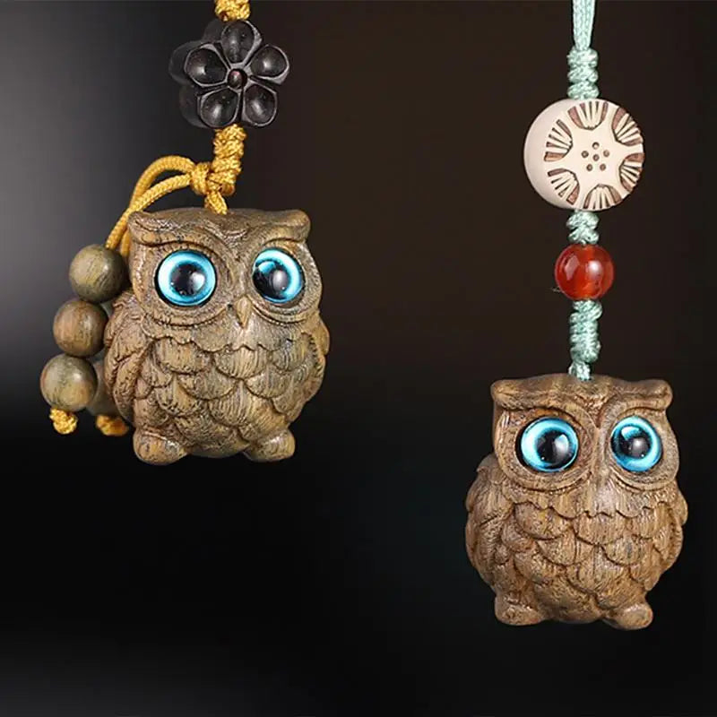 Owl wooden keychain portable fashionable phone charm decor pendant for women men bag key accessories gift keyring